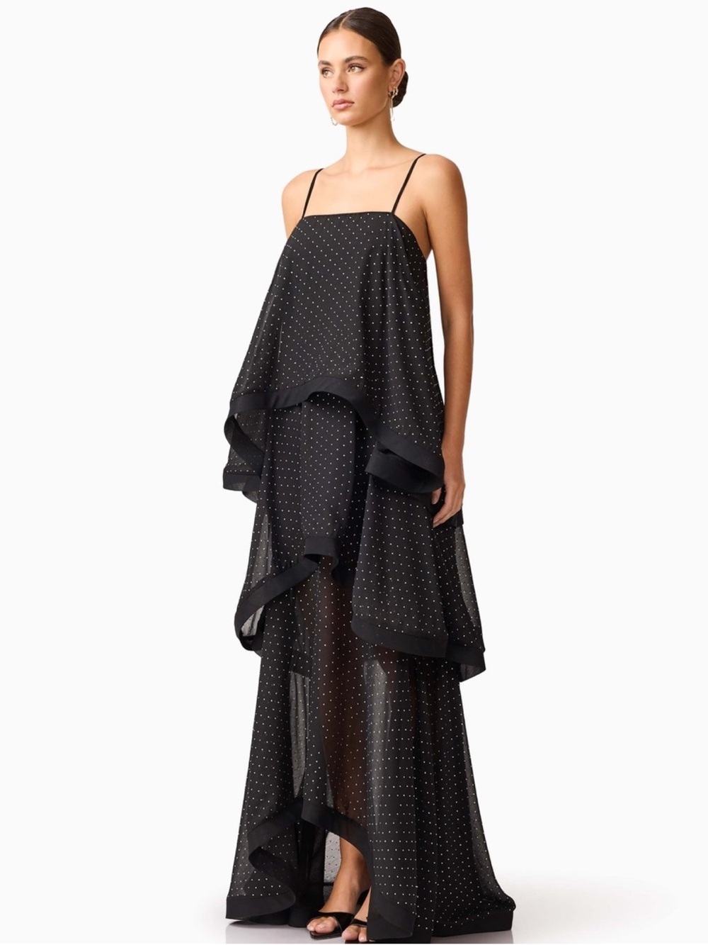 ELLIATT Moss Tiered Embellished Gown in Black - Picture 3 of 7